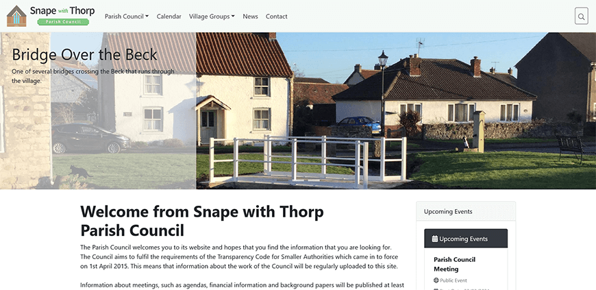 Screenshot the Snape Parish Council Website