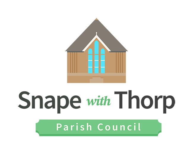 Depiction of Snape with Thorp parish council logo