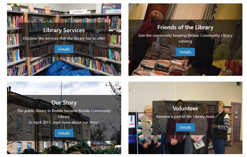 Tiles feature displayed on the Librarys homepage