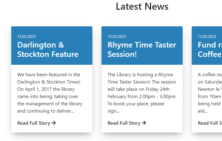 Screenshot of Bedale Community Minibus' page structure